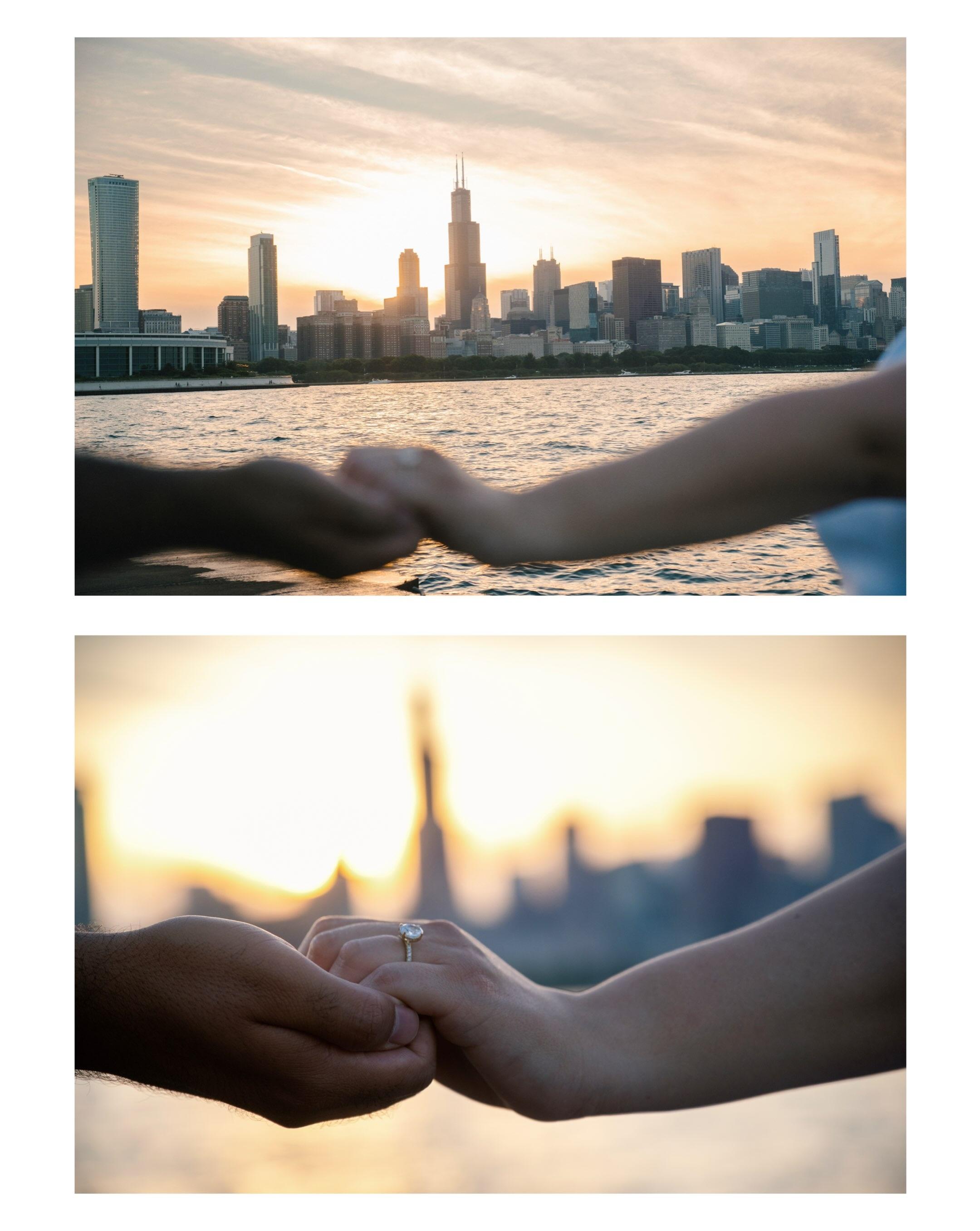 A Magical Sunset Engagement Session at Adler Planetarium: Experience the Chicago Skyline & Lakefront Romance